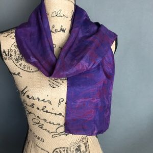 Zohar Silk Chakra Scarf 52”x8” rich purples -pinks